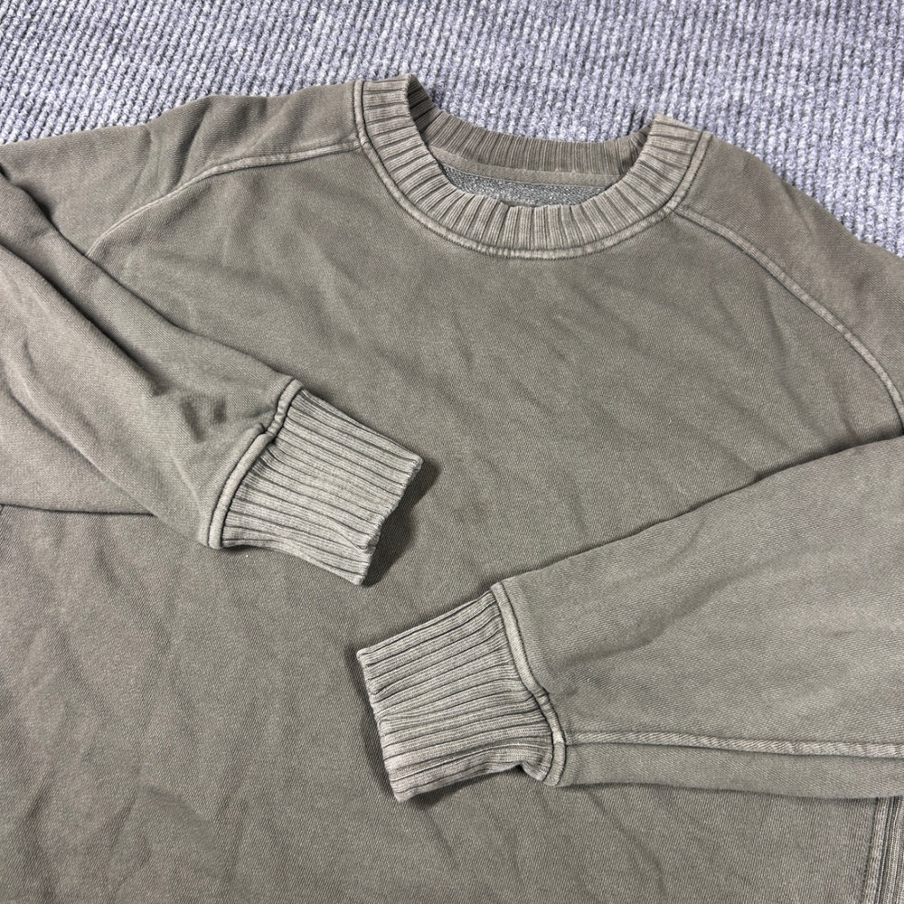 Aerie Sweatshirt Women's M Olive Green Ribbed Trim Loungewear Comfort